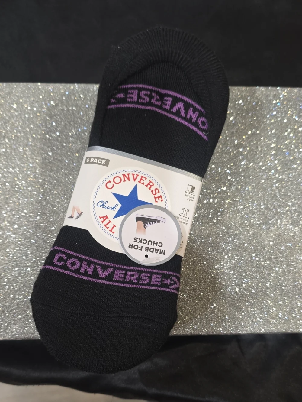 Converse 6-PK Chevron Star Logo Half Cushion Liners- Black/Multi